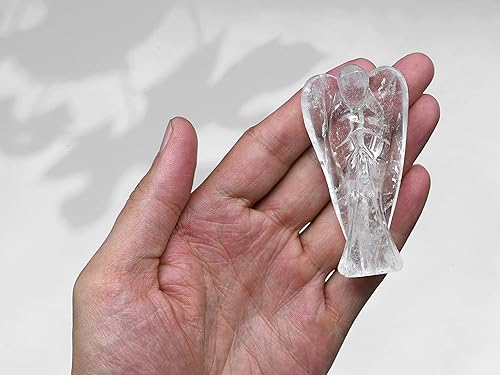 Miniatura 4 de Figuras de ángel de la guarda de cristal de cuarzo para piedra natal curativa, estatua de decoración (bolsillo tallado a mano con gemas de ángel) (3