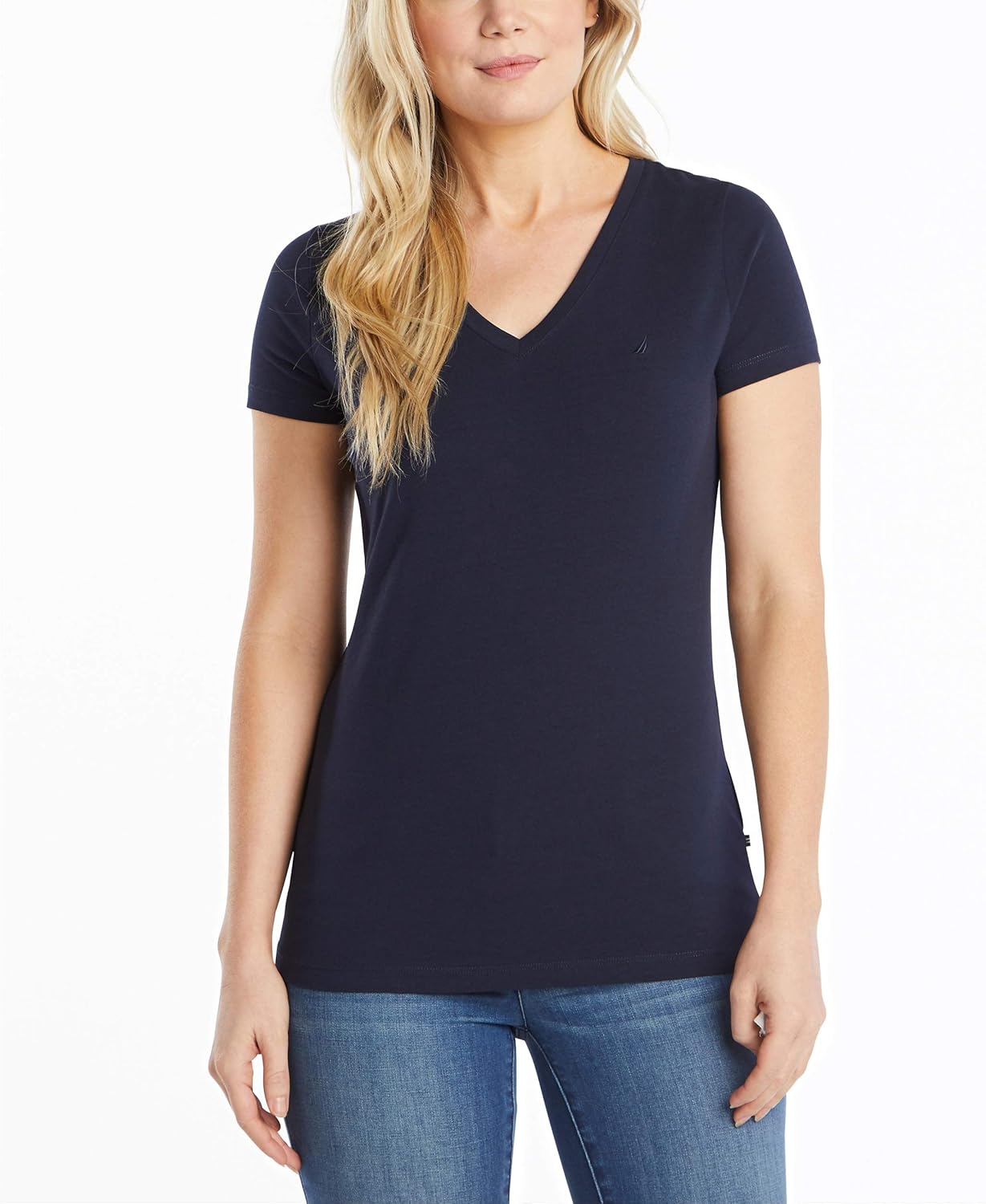 Nautica Women's Easy Comfort V-Neck Supersoft Stretch Cotton T-Shirt
