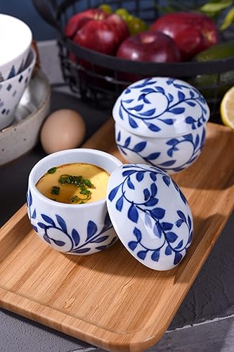 Miniatura 8 de Cinf Juego de 2 ollas japonesas de 6 onzas con tapa para cocina de vapor, cuencos de cerámica para sopa, tazones para crema de huevo y verduras
