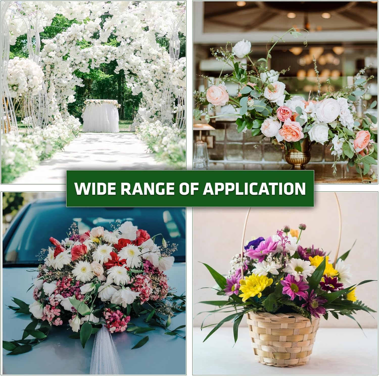 FLORABELS 8 PCS Wet Floral Foam Blocks for Fresh Flowers, Each (9"L x 4.1"W x 2.7"H) Green Foam for Flower Arrangements, Florist Bricks for Weddings, Birthday Gifts, Crafts and Garden Decorations