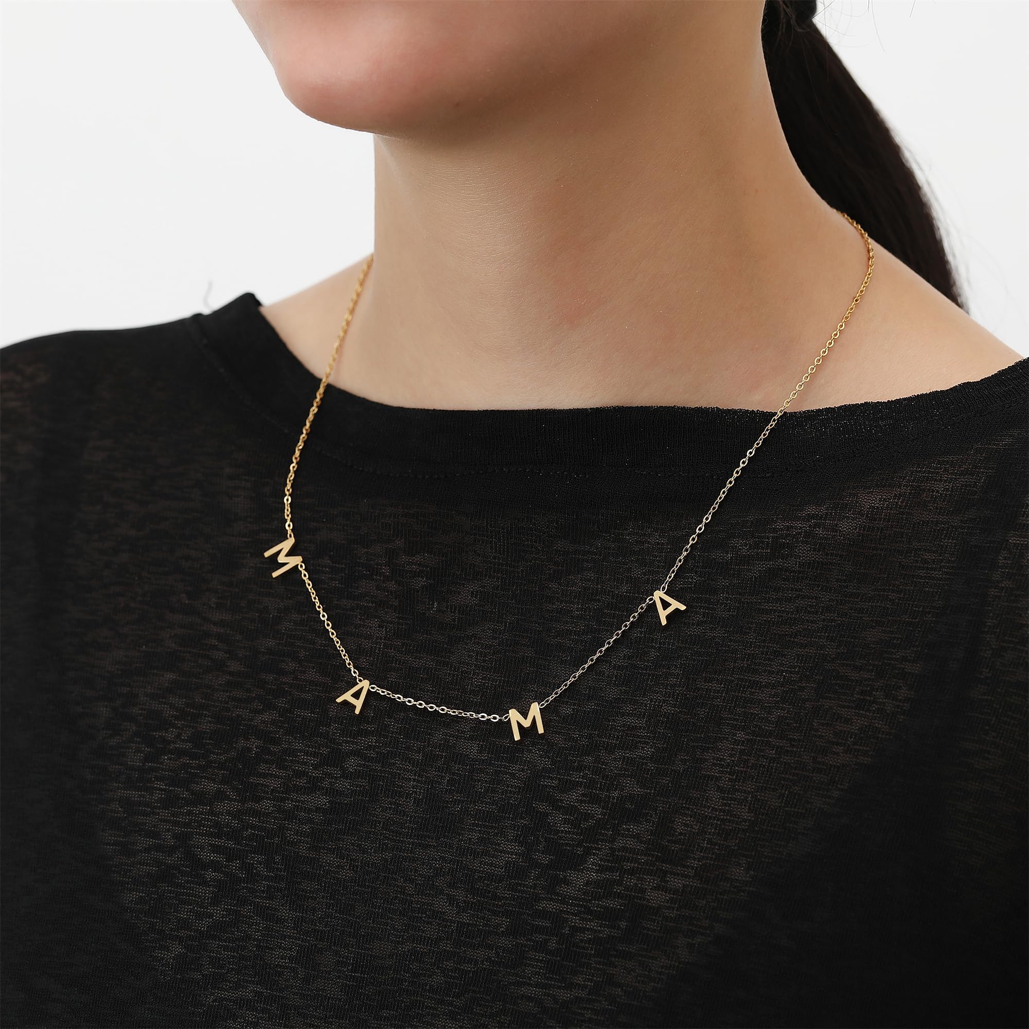 SKQIR Mama Necklaces For Women, Gold Plated Momma Mom Necklace,Pregnant Pregnancy Gifts For Expecting Mom, First Time New Mom Gifts,Mommy Mama To Be Gifts,Postpartum Gifts For Mom After Giving Birth