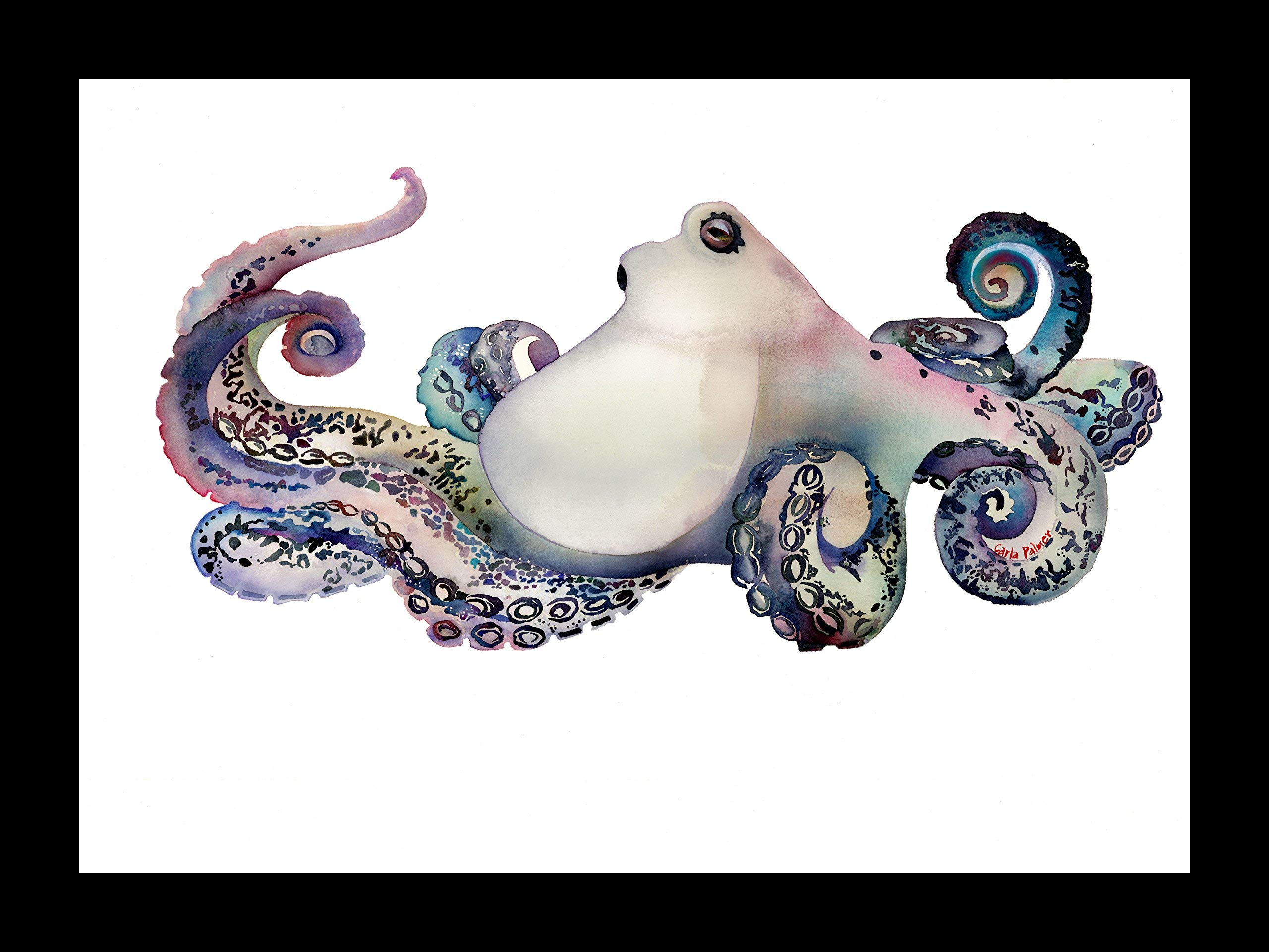 Octopus watercolor print