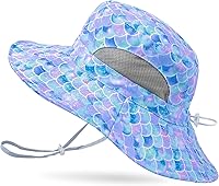 Vista 1 de Sombrero de sol para niñas de 2 a 8 años de malla con protección UV, sombrero de playa plegable para niñas de 2 a 8 años
