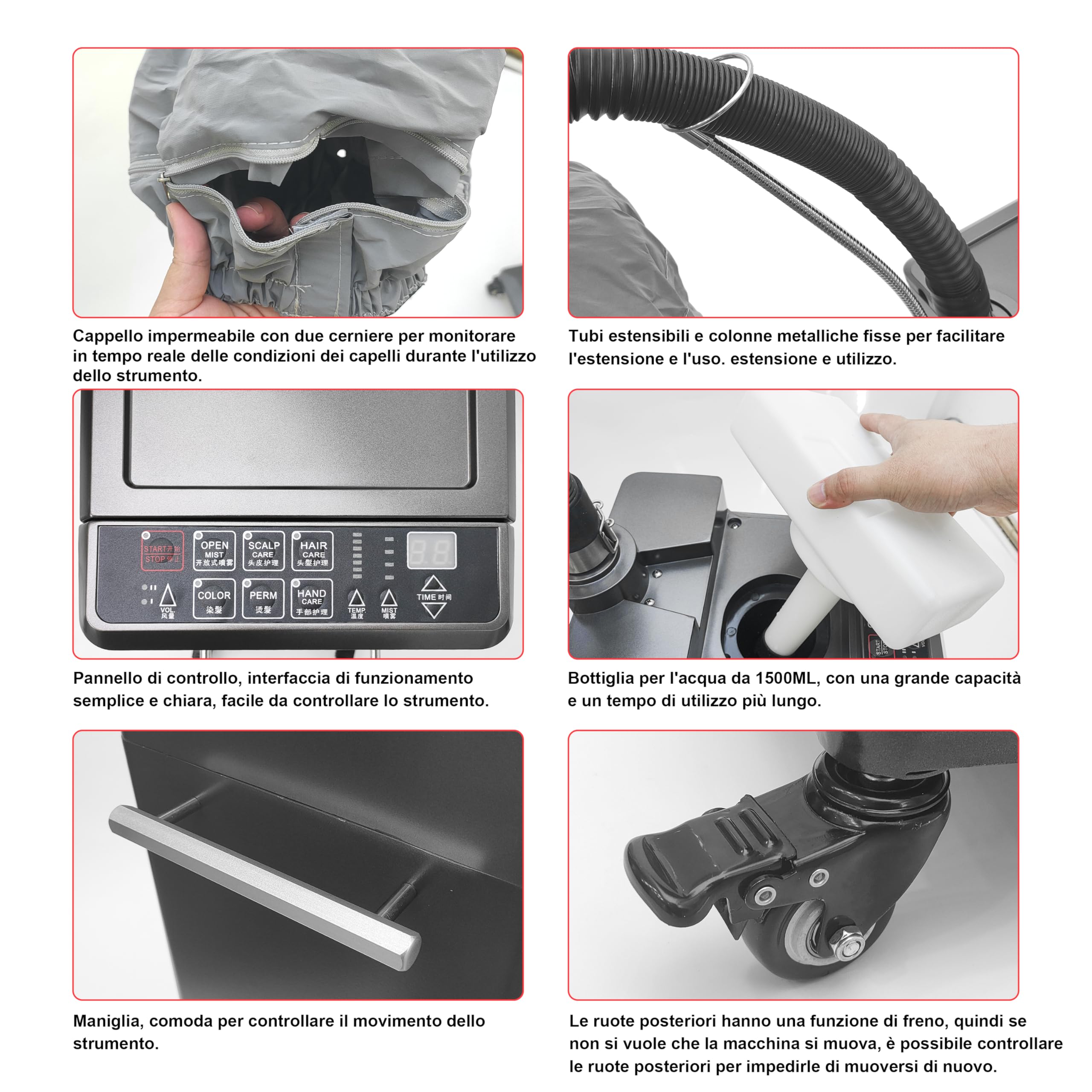 Elitzia ET19400 - Vaporizzatore per capelli per condizionamento profondo, disintossicante per cuoio capelluto, per lavaggio dei capelli, sedia reclinabile, accessorio professionale per la cura dei