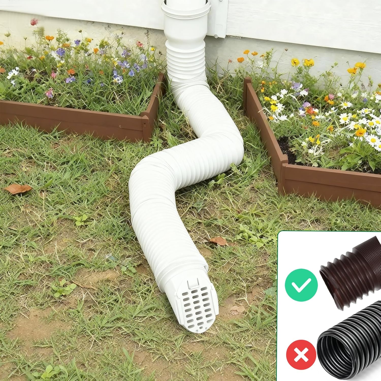 2-Pack Downspout Rodent Guard, Twist-in Insert Fits Outer Diameter 4" Flexible Downspout Extensions Pipes, Gutter Downspout Extension Hose Guard (White (2-Pack))