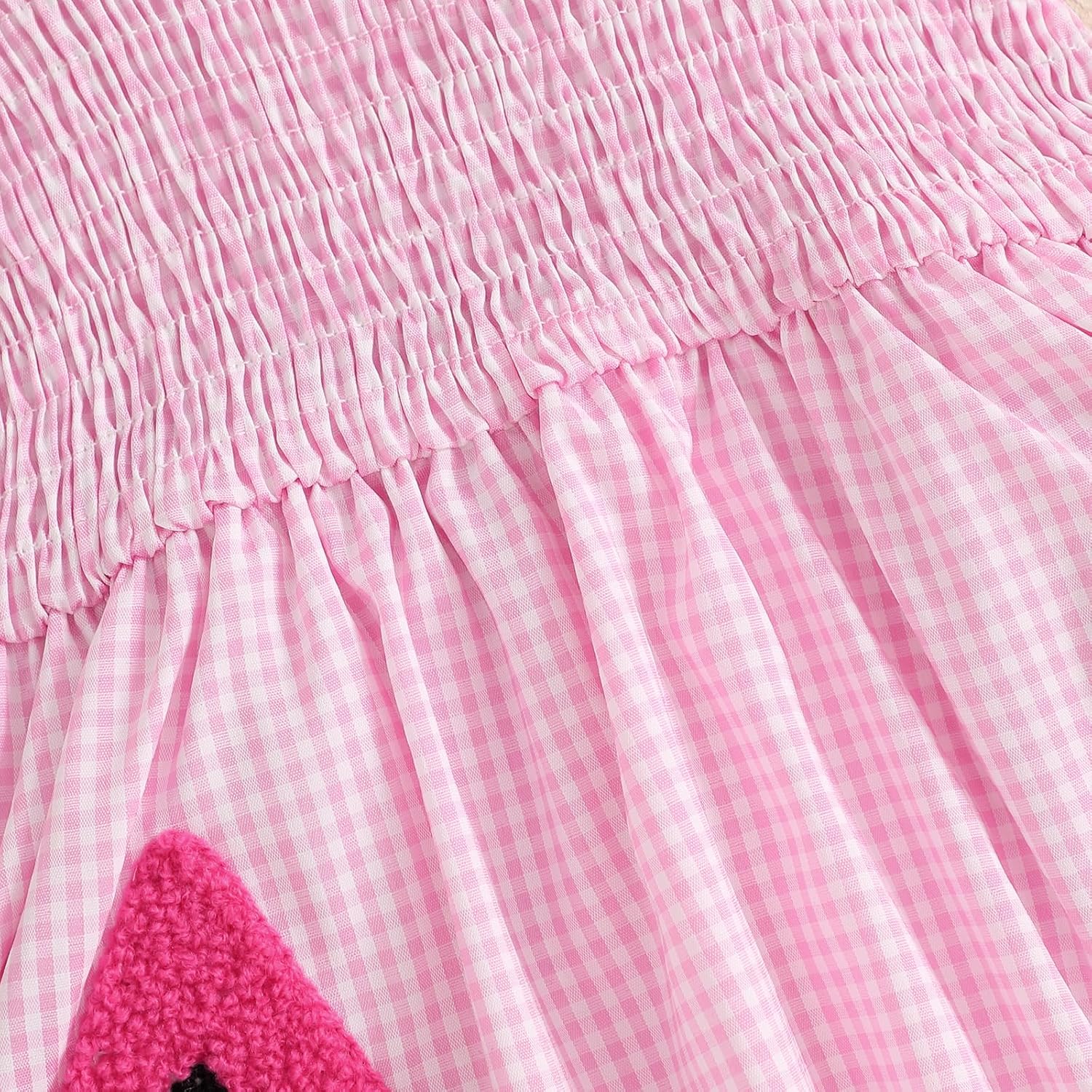 Mubineo Baby Girl Summer Dress Ruffle Fruit Clothes Flutter Sleeveless Smocked Infant Rompers Plaid Boho Dress Outfits - Image 6