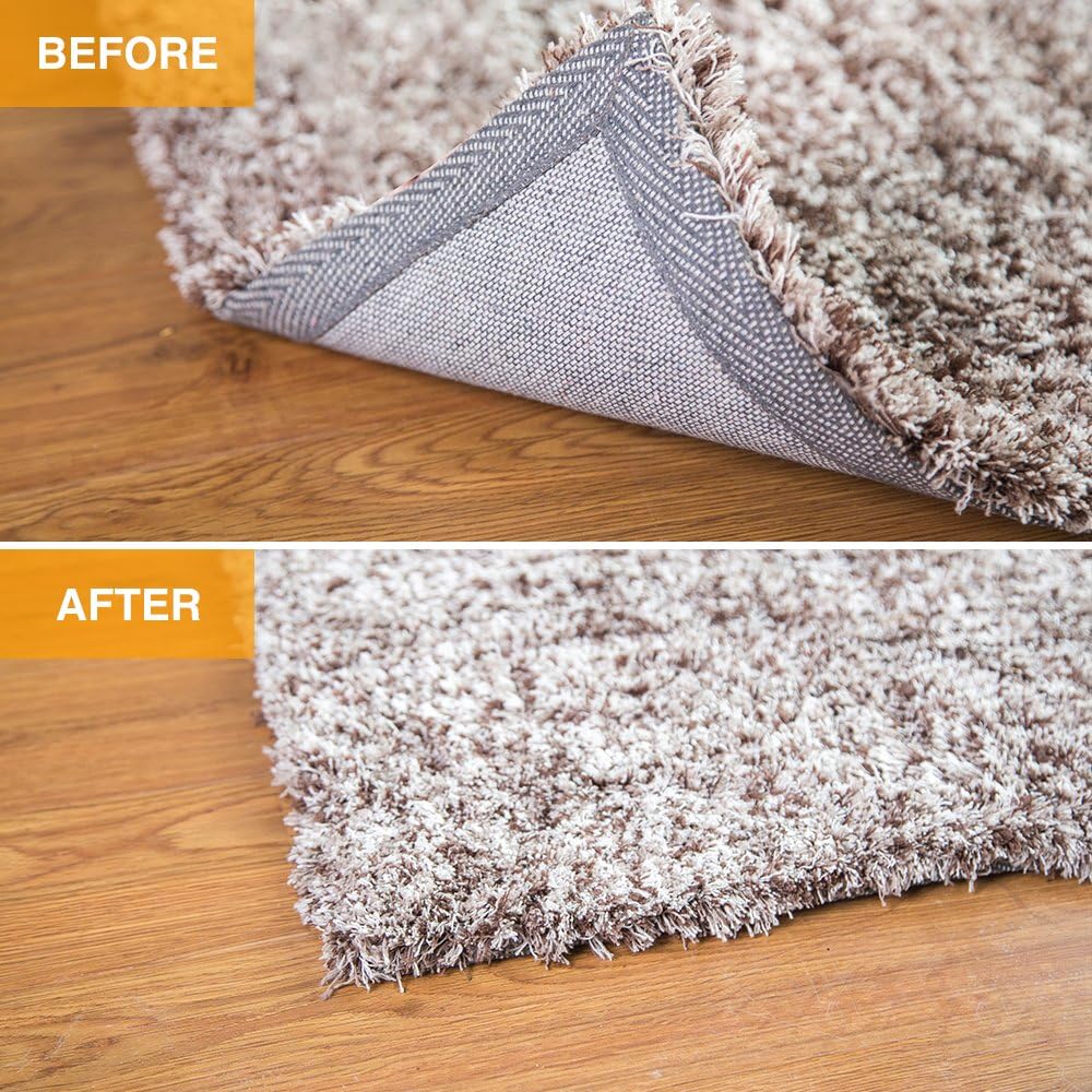 Square White Non-Slip Rug Grippers for Hard Floors