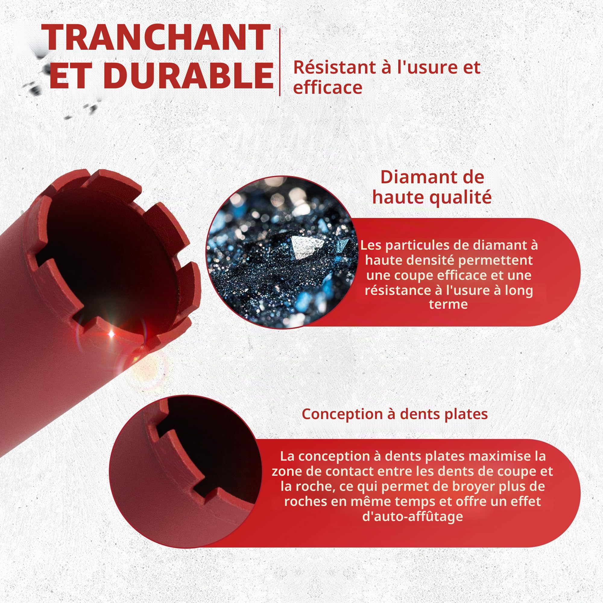 Couronne de Forage Diamantée Ø83 mm,1 ¼" UNC,Longueur Disponible 400 mm,Scie Cloche Diamant avec Segments Soudés au Laser,Foret Diamant pour Carotteuse pour Béton,Maçonnerie,Granit,Pierre