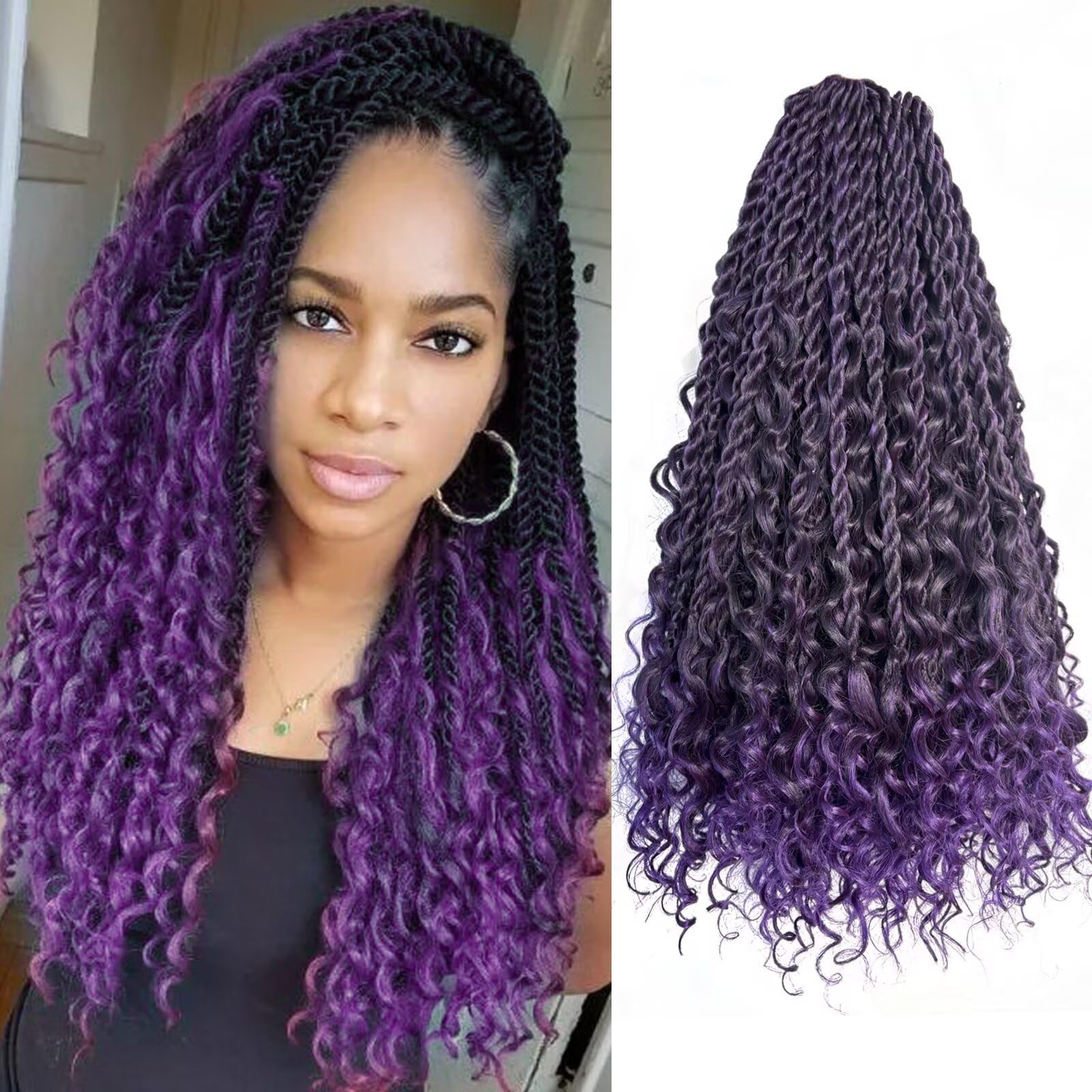 Amazon.com : Purple Senegalese Twist Crochet Hair with Curls 8