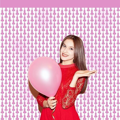 Miniatura 3 de Paquete de 2 cortinas de flecos metálicos de 3.3 x 6.6 pies para suministros de decoración de despedida de soltera, cortinas de oropel brillantes,