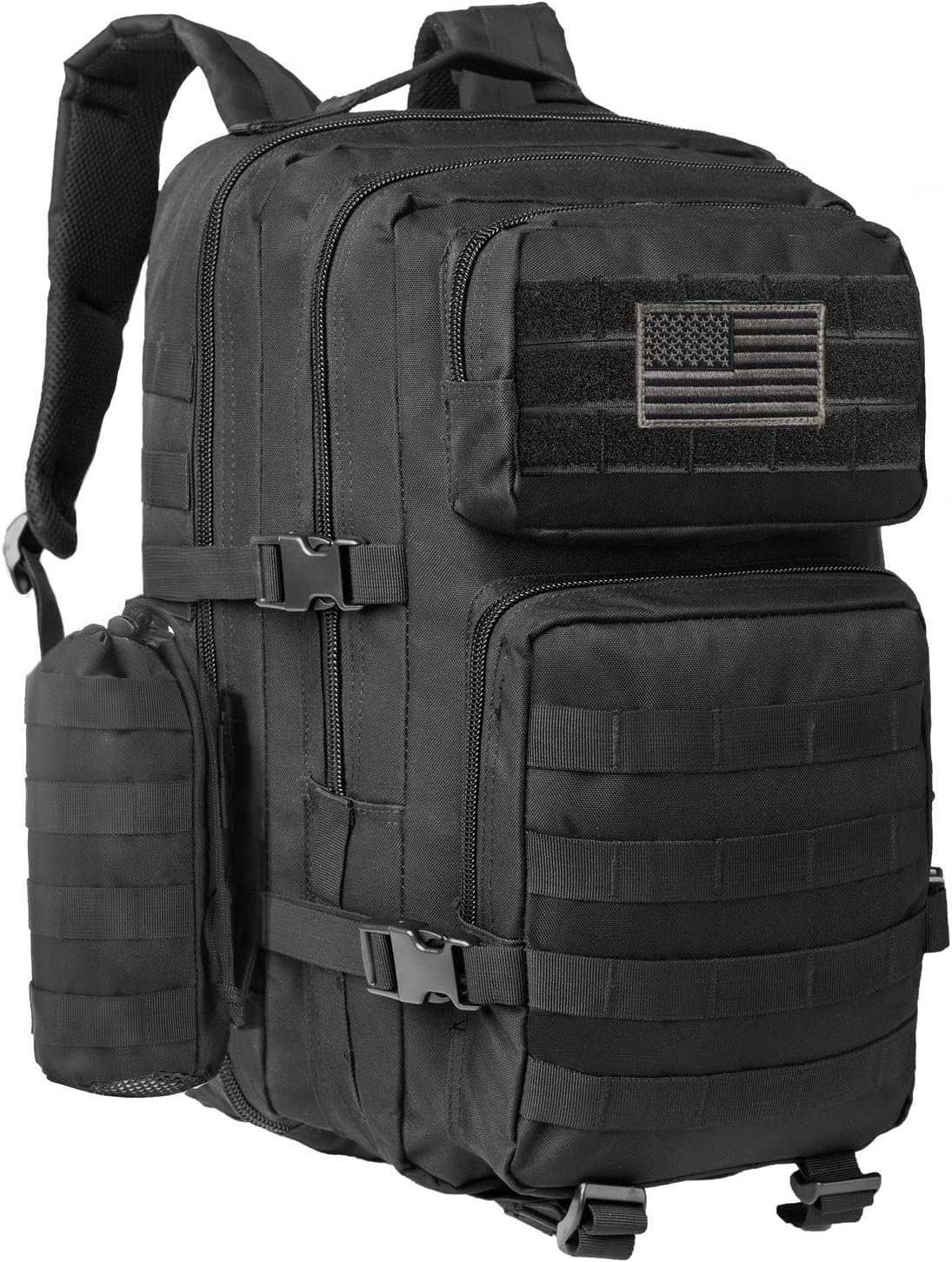 GZ XINXING 43L Large Military Tactical Backpack Army 3 Day Assault Pack Molle Bag Backpacks (Black1)