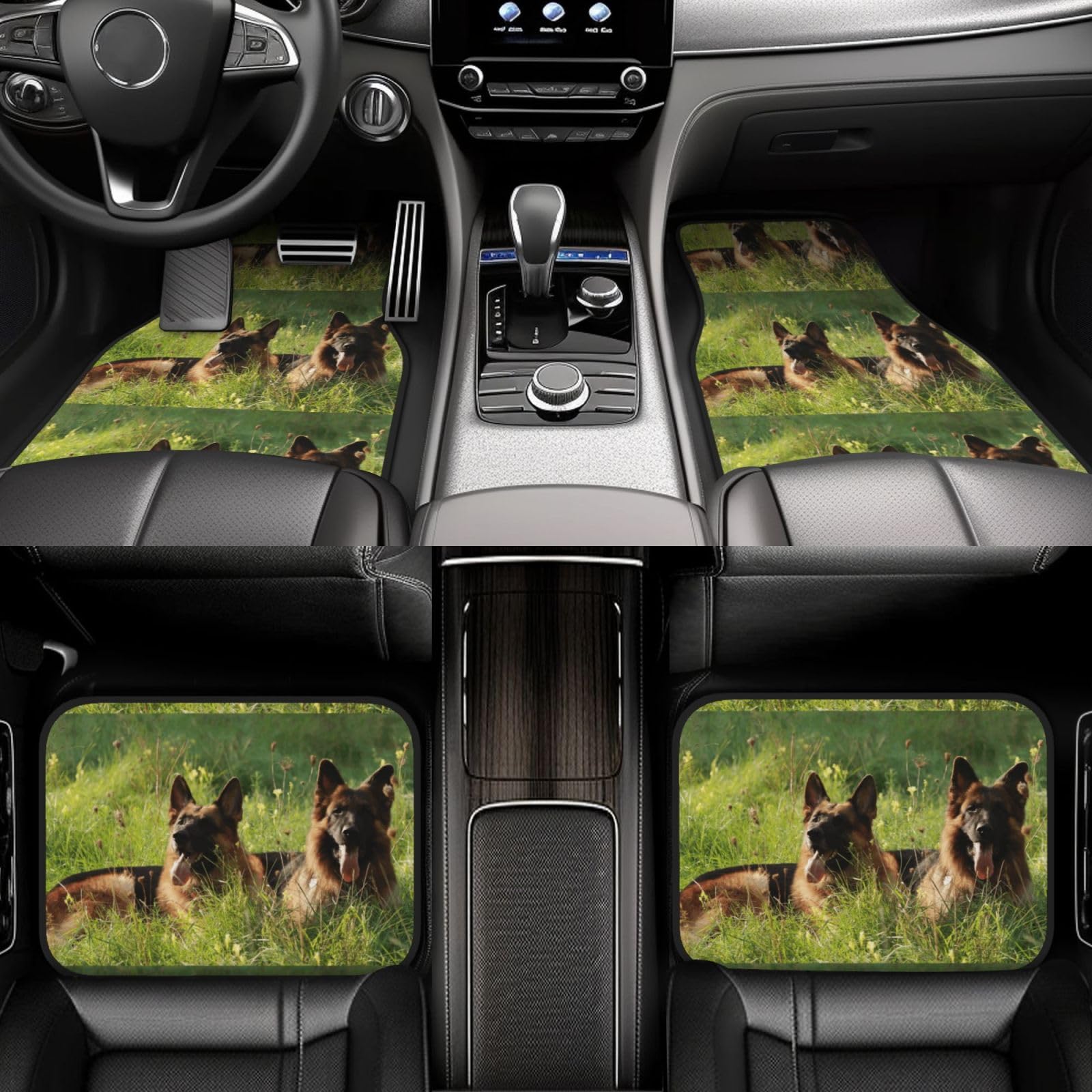 Deutscher Schäferhund-Print, 4er-Set Auto-Fußmatten, Neopren-Fußmatten für Fahrzeuge, rutschfeste Auto-Fußmatten, Autozubehör