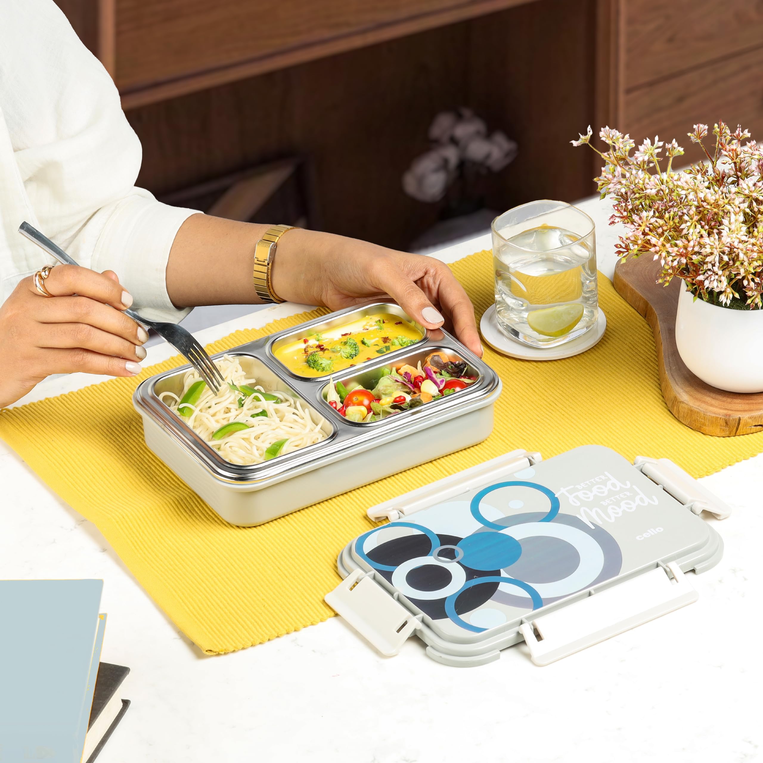 Cello Zoom 3 Lunch Box - Insulated Steel Tiffin -2