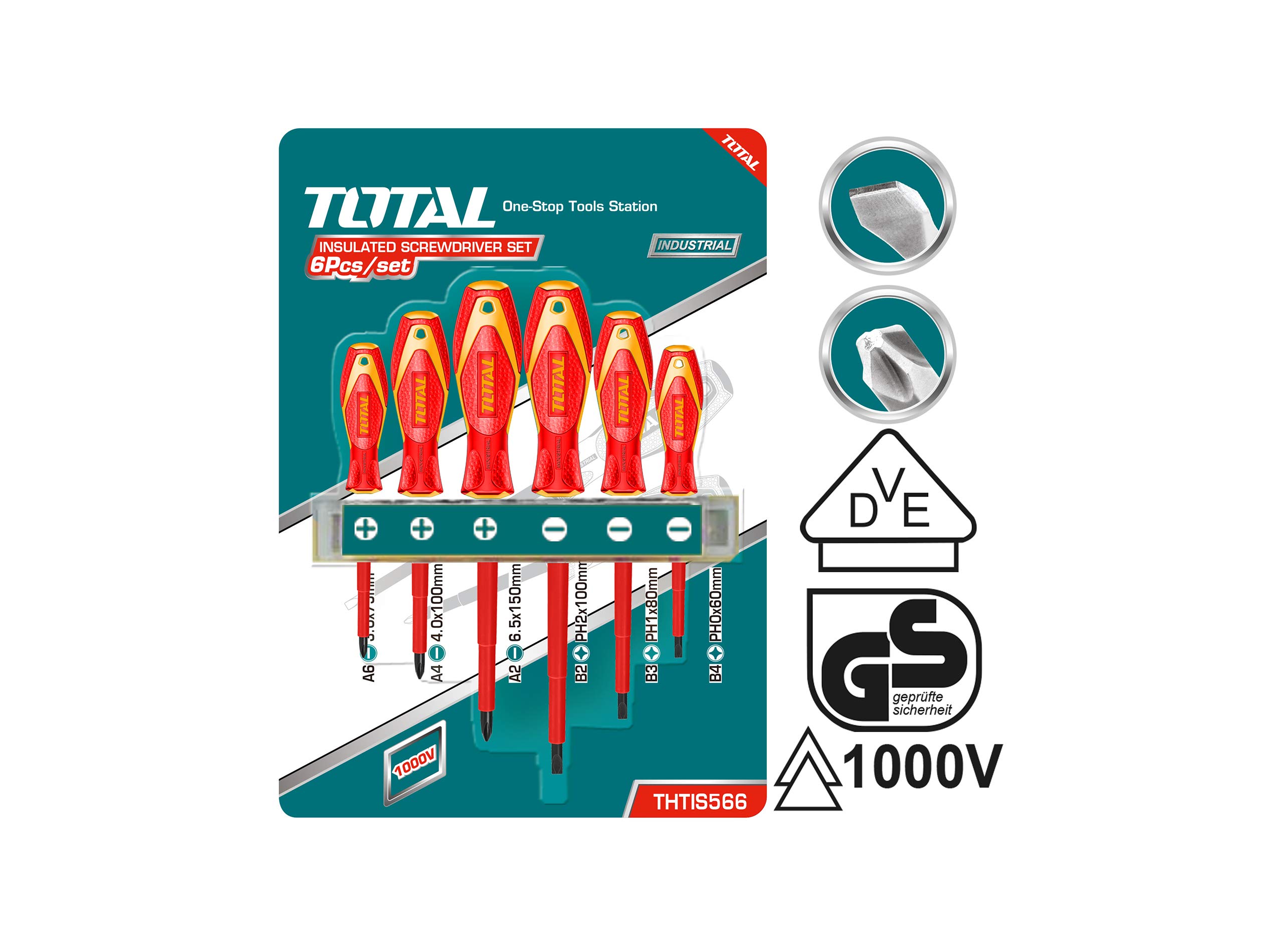 TOTAL Isolierter Phillips-Schraubendreher - VDE-zertifiziert Mit Magnetspitze