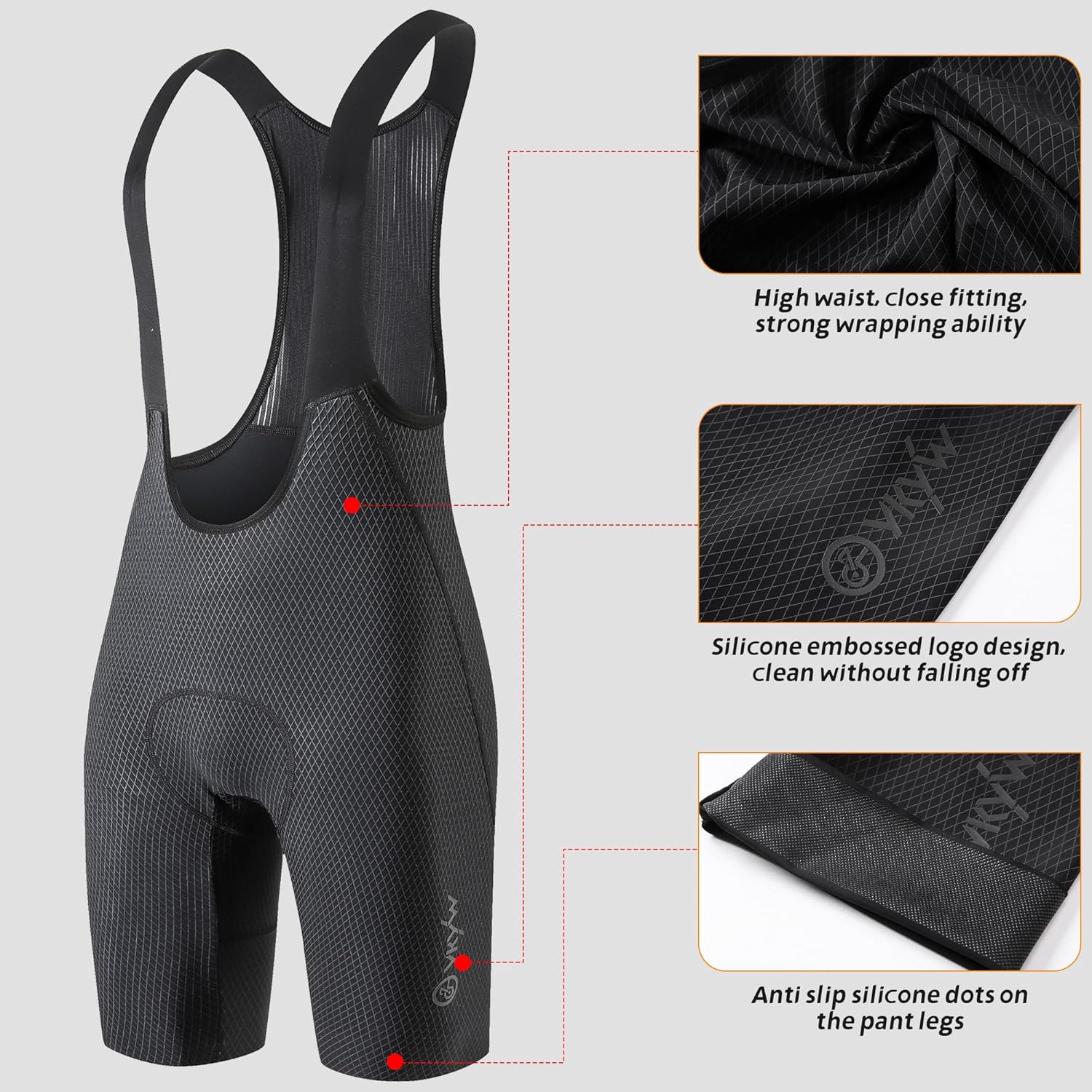 YKYWBIKE Cycling Bib Shorts for Men 4D Padded Bike Shorts Breathable Cycling Bibs Men MTB Biking Bicycle Short with Padding