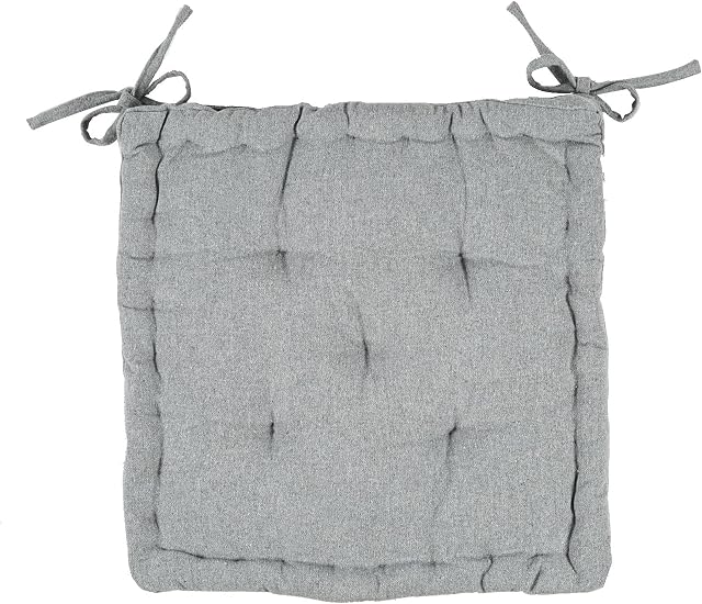 Nicola Spring Square Padded French Mattress Dining Chair Cushion Seat Pad - Grey