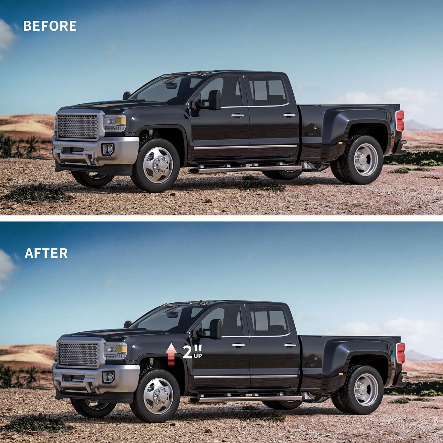 Richeer 2" Front Leveling Lift Kit Compatible with 2007-2026 Silverado 1500 2WD/4WD, Leveling Lift Kit for 2007-2026 Sierra 1500 2WD/4WD, Forged Front Strut Spacers Raise the Front of Vehicle by 2"