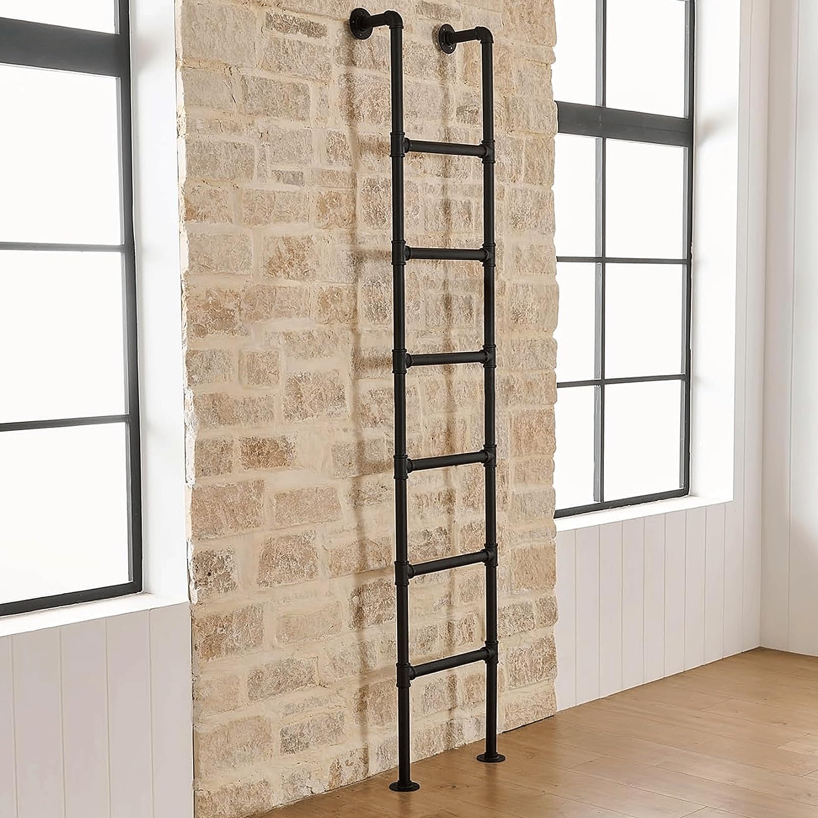 WallMounted Attic Loft Ladder Black Metal Step Ladder for Home Basement Egress RV Bunk Bed Library Access 67in (170cm) Adjustable Height Folding Ladder