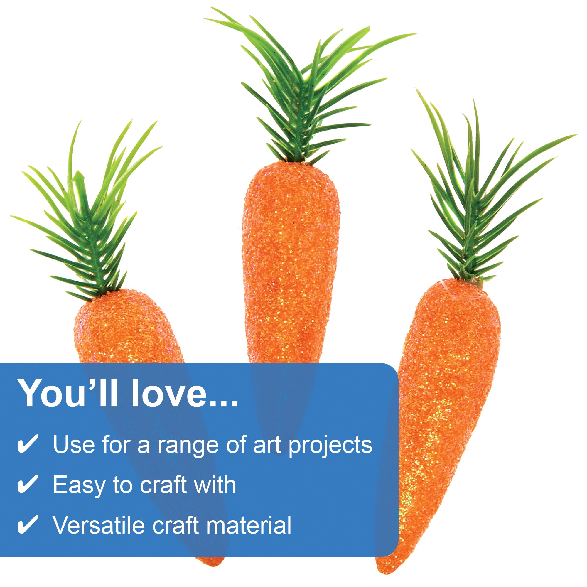 Baker Ross FX964 Glitter Carrots - Pack of 15, Easter Embellishments for Crafts, Multicolour - Image 3