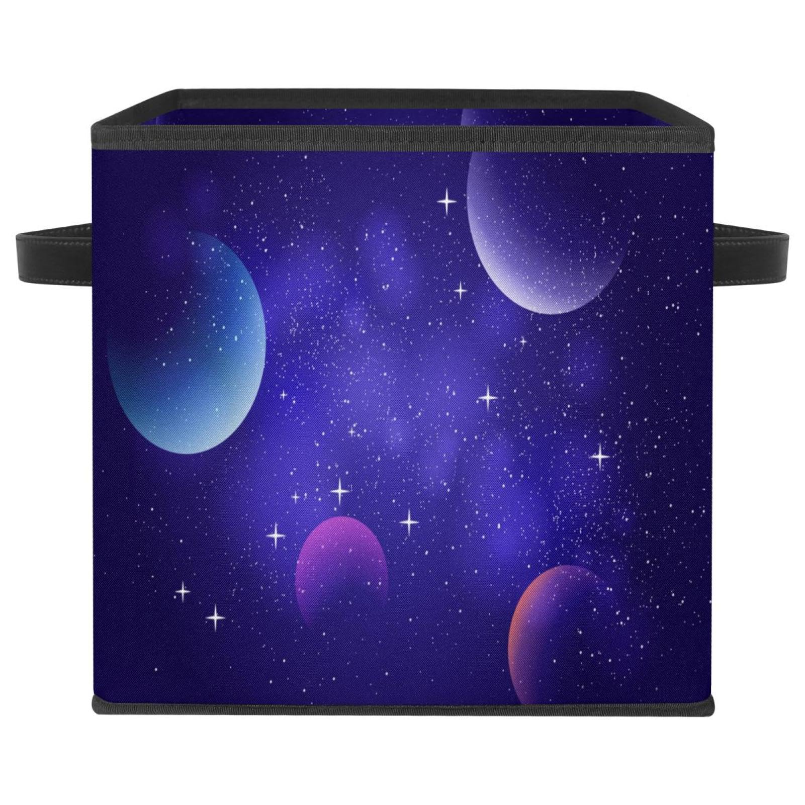 Boîte de rangement pliable avec poignées et motif ciel étoilé violet