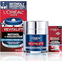 巴黎欧莱雅 Revitalift 压制晚霜,视黄醇 + 烟酰胺,减少皱纹,无香味,1。7 盎司 + 血清样品