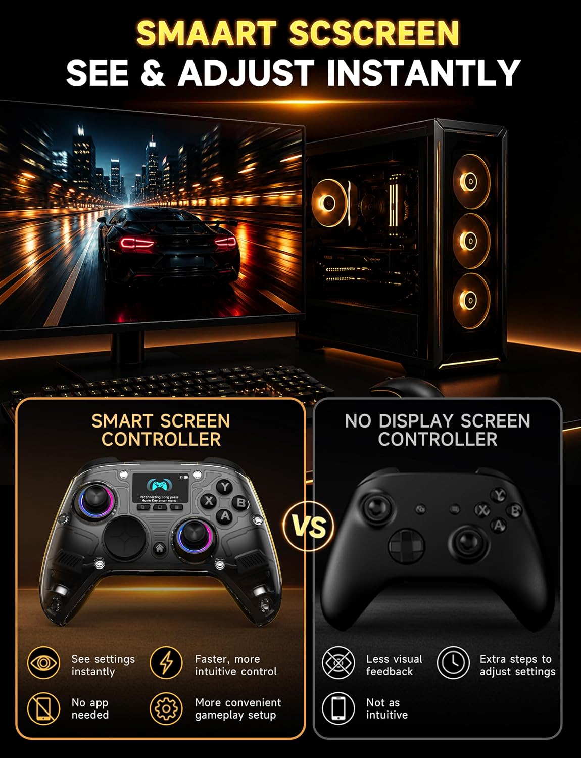 Control AOC Gaming con Pantalla Interactiva Joysticks Hall Effect para PC Switch PS4 4