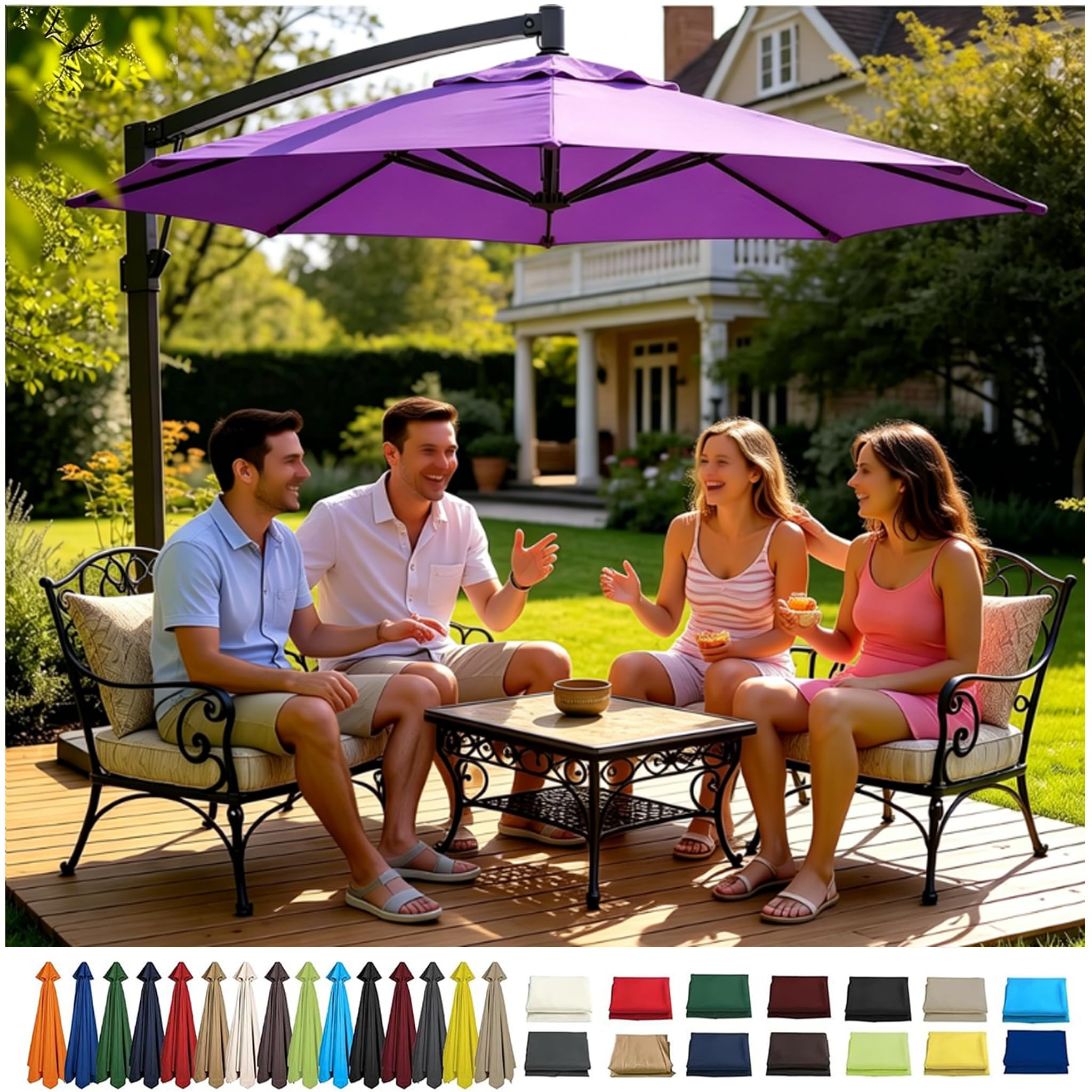 Parasol ogrodowy, 6 ramion, 8 ramion, wodoodporny, na patio, do użytku na zewnątrz, zapasowy baldachim 4 m/3,5 m/3 m/2,7 m/2,5 m/2,3 m/2 m, do trawnika, plaży, podwórka, na taras, basen