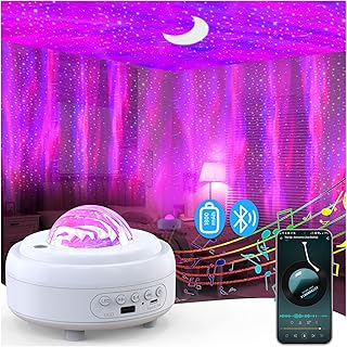 Star Projector with Bluetooth Speaker, 1800mAh Battery Op...