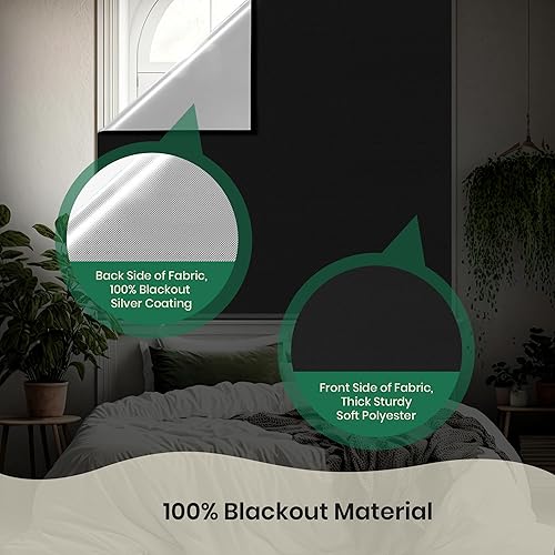 Miniatura 4 de MODESLAB Persianas enrollables 100% opacas, sin taladro, sin herramientas, sin cables, con aislamiento térmico, protección UV, privacidad para