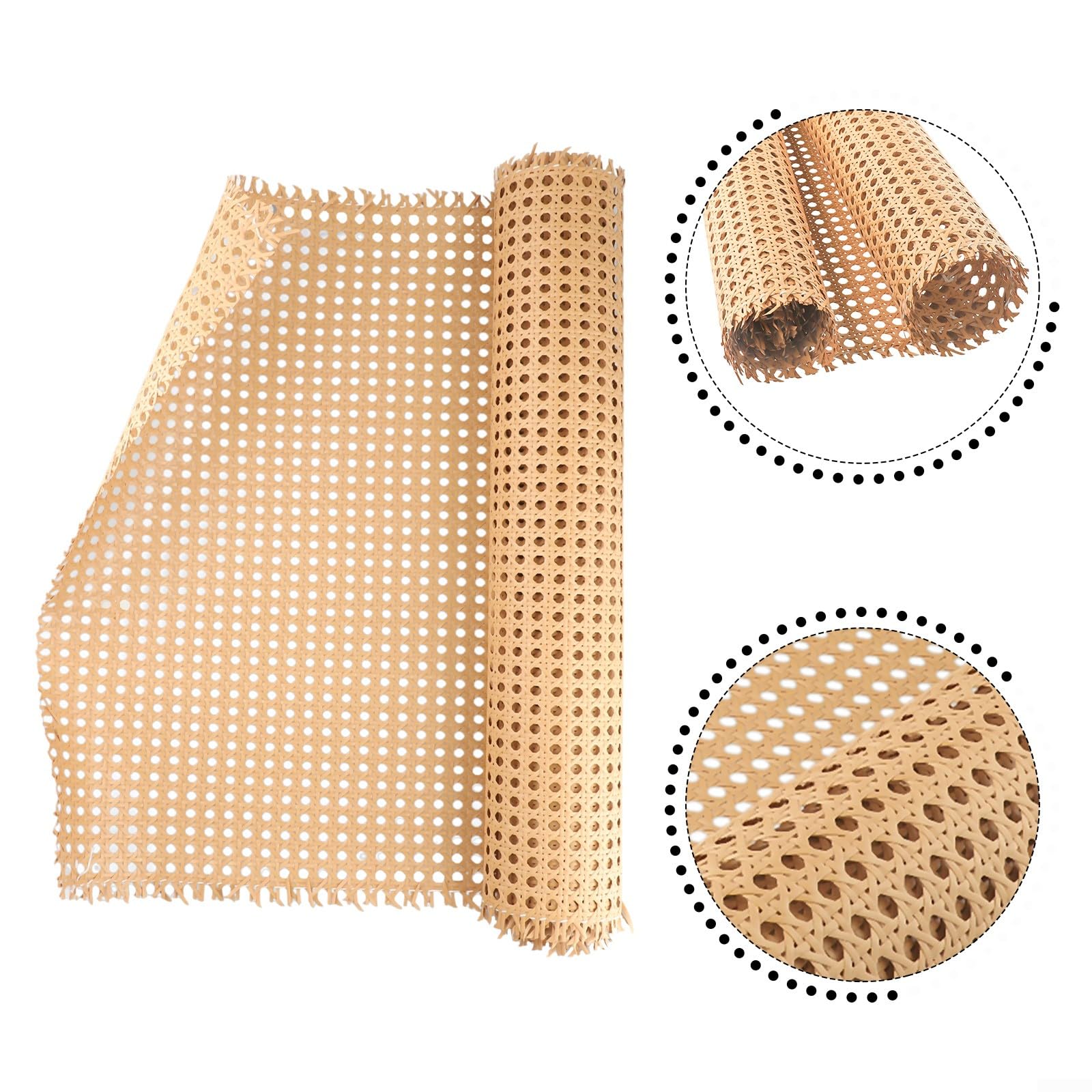 Rollo de malla de mimbre de ratán para bricolaje, rollo de cincha de ratán tejida, hoja de cincha para gabinete, silla, muebles, correa de malla de caña de ratán abierta (18 pulgadas - 0,45 x