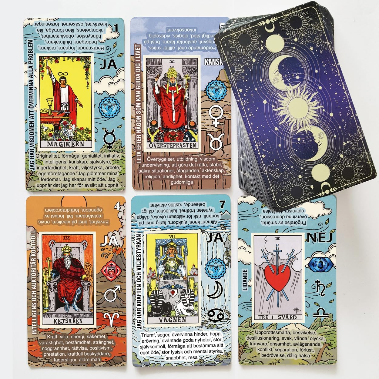 Lätt Tarot – Lär Dig Tarotkort, Tarotkort för Nybörjare, Tarotkortlek för Enkel Och Snabb Läsning Med Betydelser på Svenska