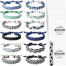 Ecally 12 Pack Handmade Camping Braided Friendship Bracelets Girl Scout Gifts with Cards Party Favors Gift for Teen Girl Boy Woven Adjustable Colorful Wrap Bracelet with Sliding Knot Birthday