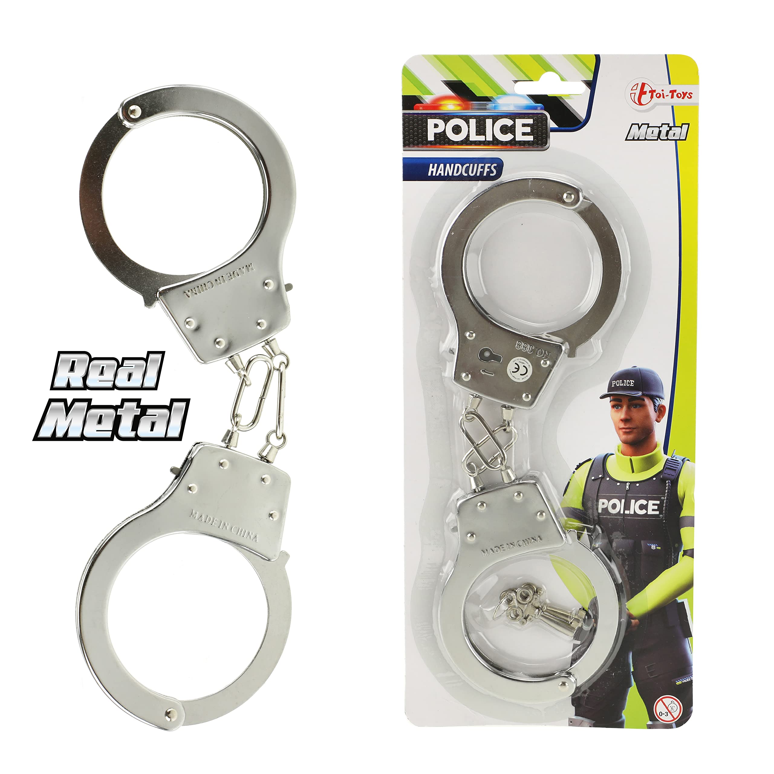 TOI-Toys Bambini Manette Polizia in Metallo Circa. 28 cm