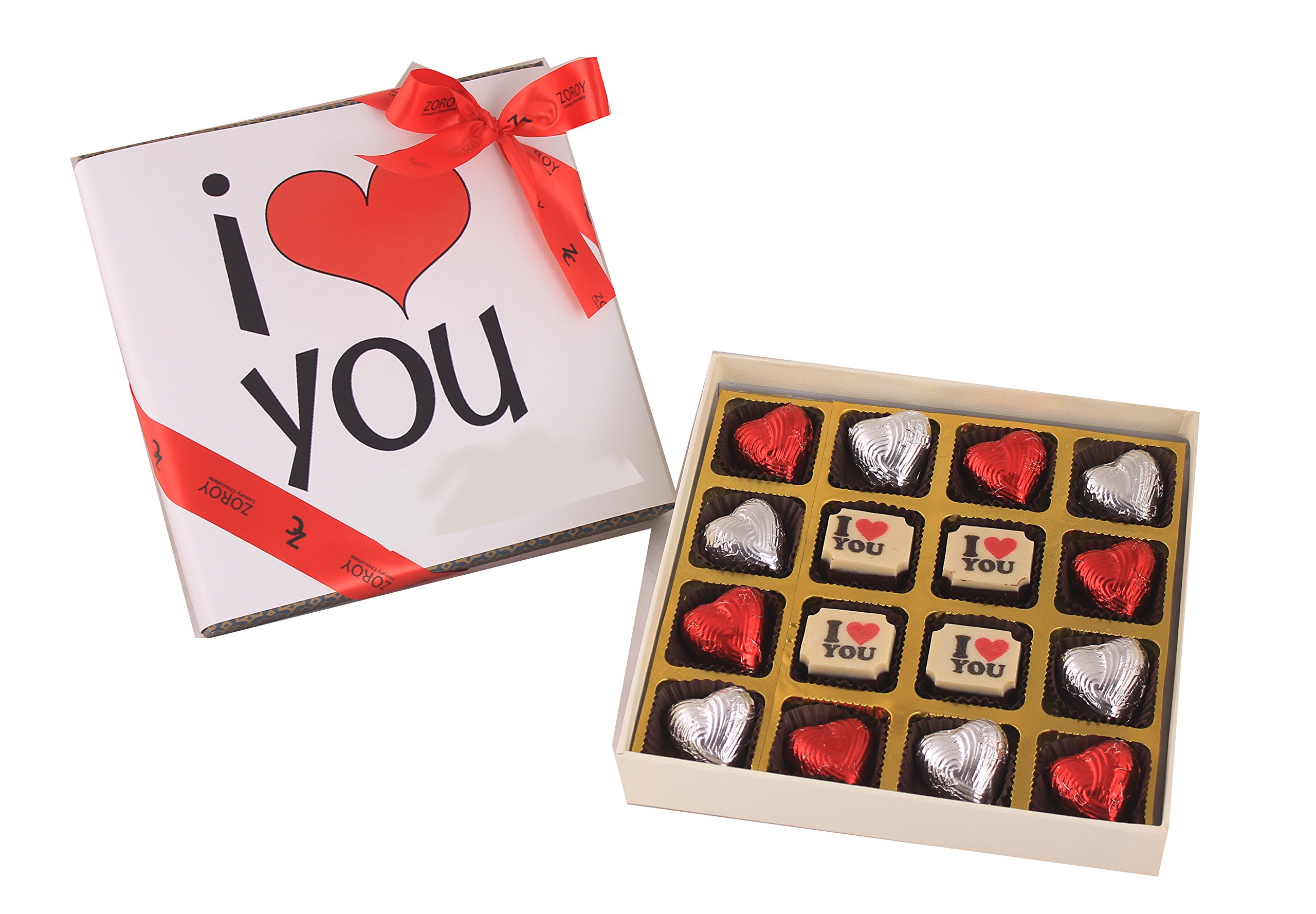 ZOROY LUXURY CHOCOLATE Valentines Day Gift Box of I love you chocolates - 176 G For Girlfriend | Boyfriend Gifts For Wife | Husband | Love Message Chocolates | Chocolate Hamper For Couples