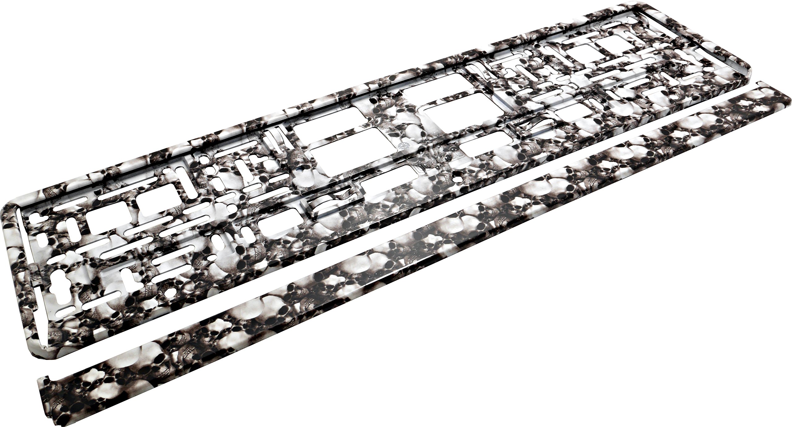 PAIR (2PCS) SKULLS Car Registration License Plate Surround Holder Frame