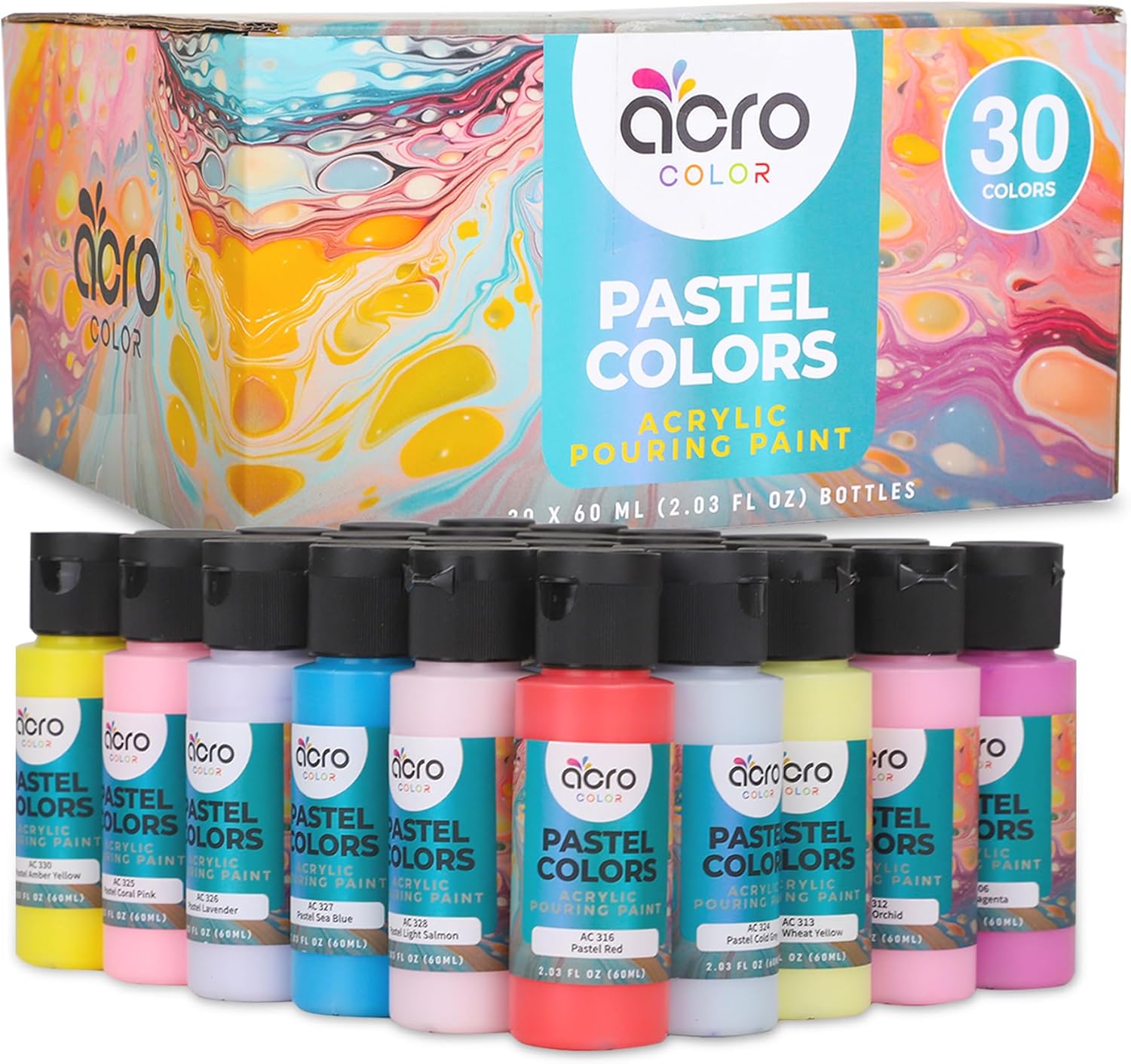 Acrylic Pouring Paint Set 30 Vibrant Colors Including An