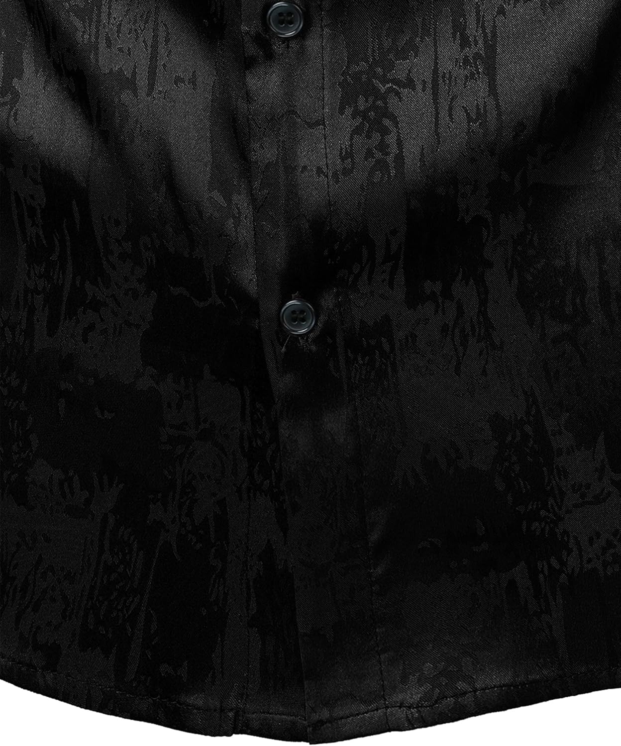 ZEROYAA Men's Shiny Luxury Silk Satin Jacquard Dress Shirt Short Sleeve Button Up Shirts for Party Prom - Image 5