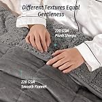 Wemore Sherpa Fleece Weighted Blanket for Adult, 15 lbs Dual Sided Cozy Fluffy Heavy Blanket, Ultra Fuzzy Throw Blanket with Soft Plush Flannel Top, 60 x 80 inches Grey on Both Sides