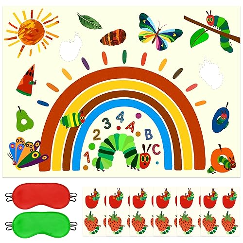 Hungry Caterpillar Party Games Colorful Insect Bugs Pin The Fruits