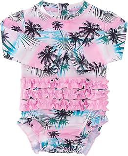 BFUSTYLE Baby Girls Swimsuit Ruffle Rash Guard Toddler Long Sleeve Swimwear with Zipper 3-24 Months