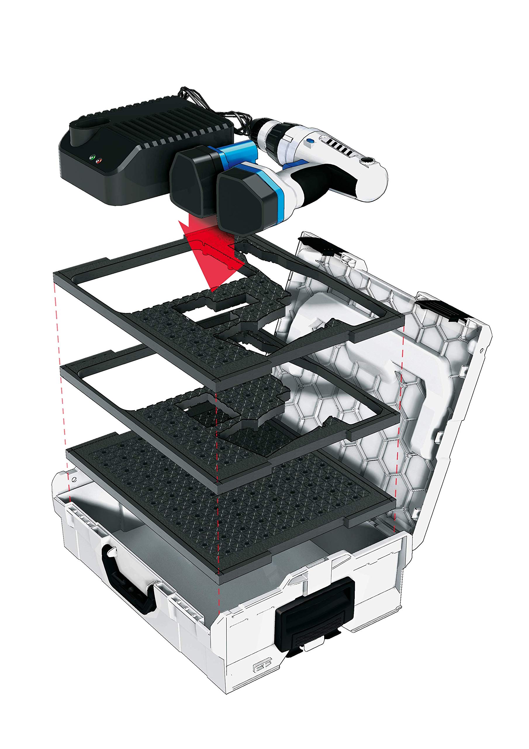 Bosch Sortimo Schnitteinlagen-Set | L BOX 136 (anthrazit) inkl. Schnitteinlagenset EPP & Deckeneinlage | Sortimentskasten groß Schrauben