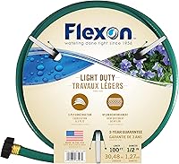 Flexon 1/2" x 100ft Lightweight Flexible Garden Hose - Kink-Resistant, Leak-Proof Brass Couplings, Durable Vinyl for Lawn & Garden