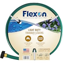 Flexon 1/2" x 100ft Light Duty Garden Hose Lightweight, Flexible, Kink-Resistant, Durable Vinyl, Leak-Proof Couplings, Weather-Resistant Water Hose for Lawn, Garden, and Outdoor Use