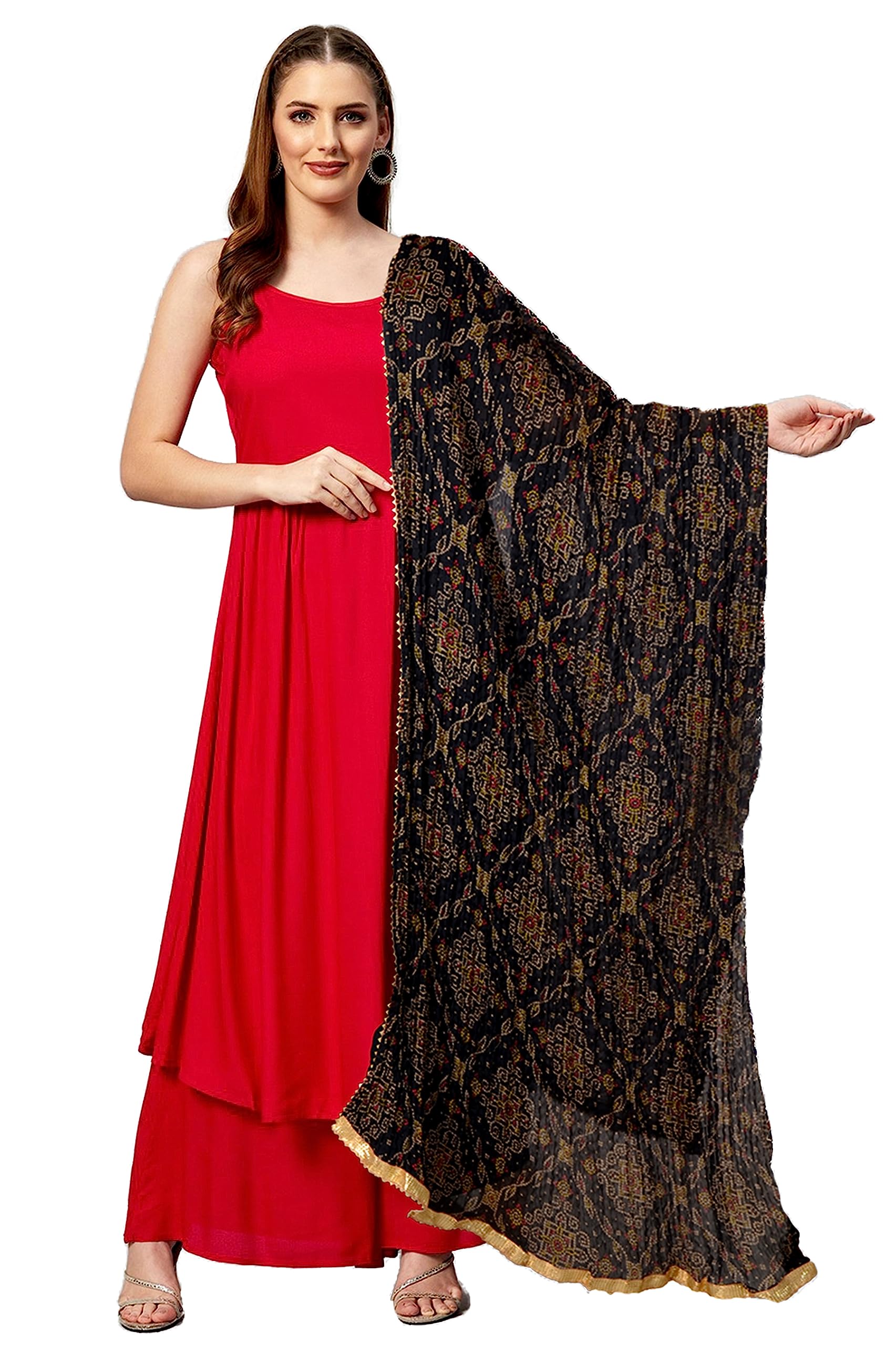 Chandrakala Bandhani Dupatta for Women,Shawl Scarf Wrap Chunni (DP-195)
