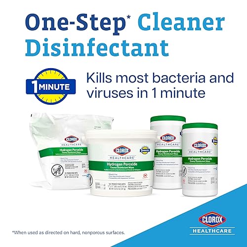 Miniatura 2 de Clorox Healthcare Toallitas desinfectantes limpiadoras de peróxido de hidrógeno, 12 x 11 pulgadas, cubo, 185 unidades (el paquete puede variar)