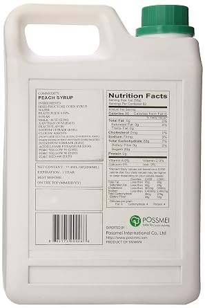 Possmei Flavored Syrup, Peach, 5.5 Pound