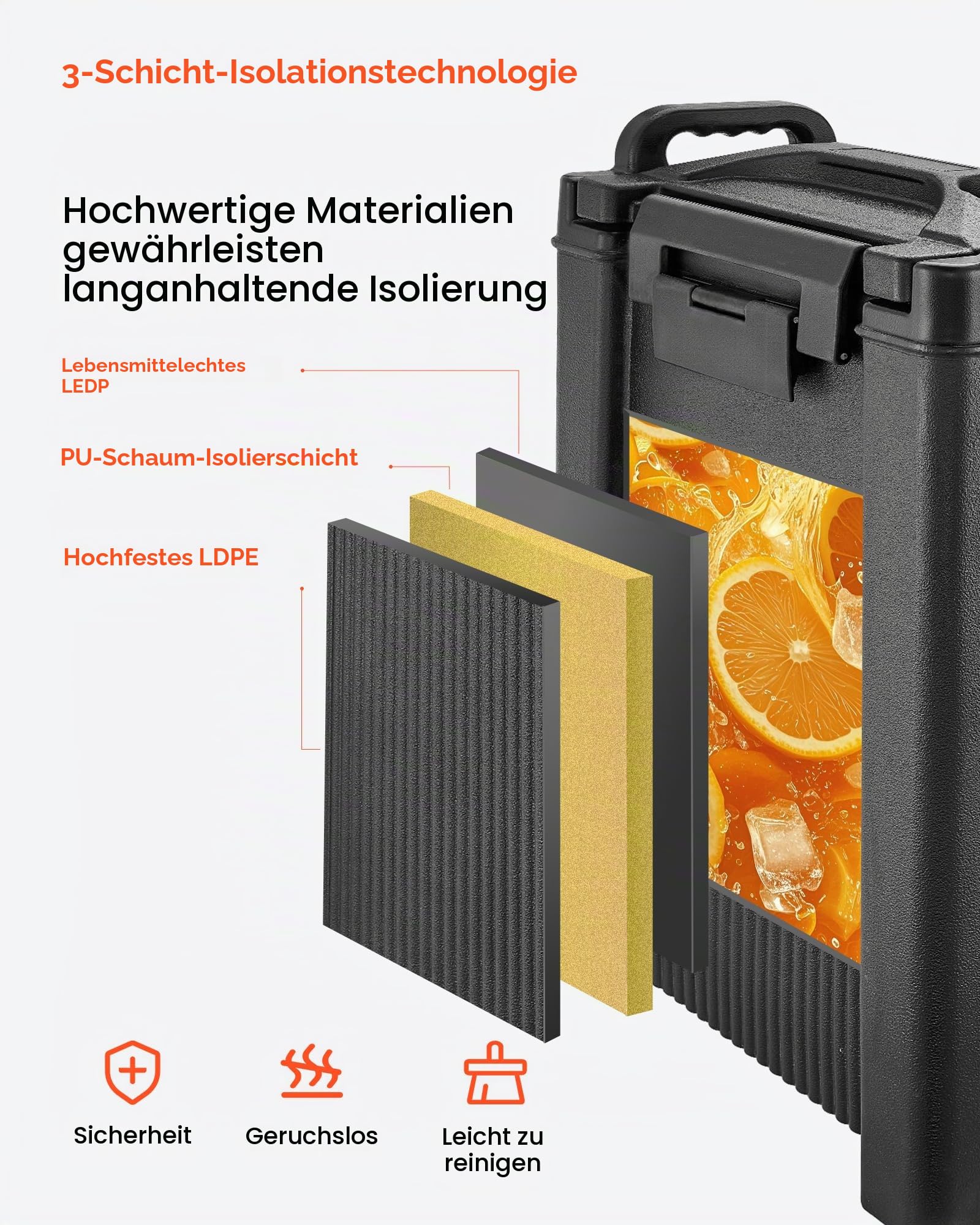 VEVOR isolierter Getränkespender 19 L, Heiß- und Kaltgetränkespender mit Zapfhahn & Griff, lebensmittelechter Thermo-Getränkespender-Kühler für Tee Kaffee Wasser in Cafés und Restaurants, Schwarz