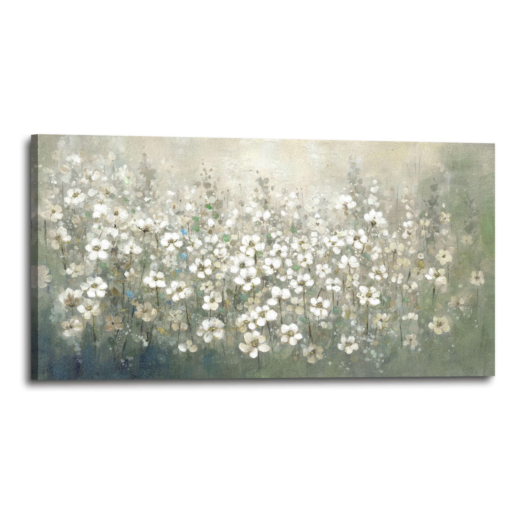 Flower Wall Art Canvas Decor Bedroom Living Room Modern White Floral