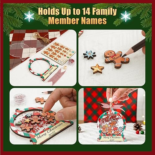 Miniatura 3 de Adornos de Navidad personalizados de 5 pulgadas 2025 para familias de 2, 3, 4, 5, 6, 7, 8, 9, 10, 11, 12, 13, 14 miembros, decoración de pan de