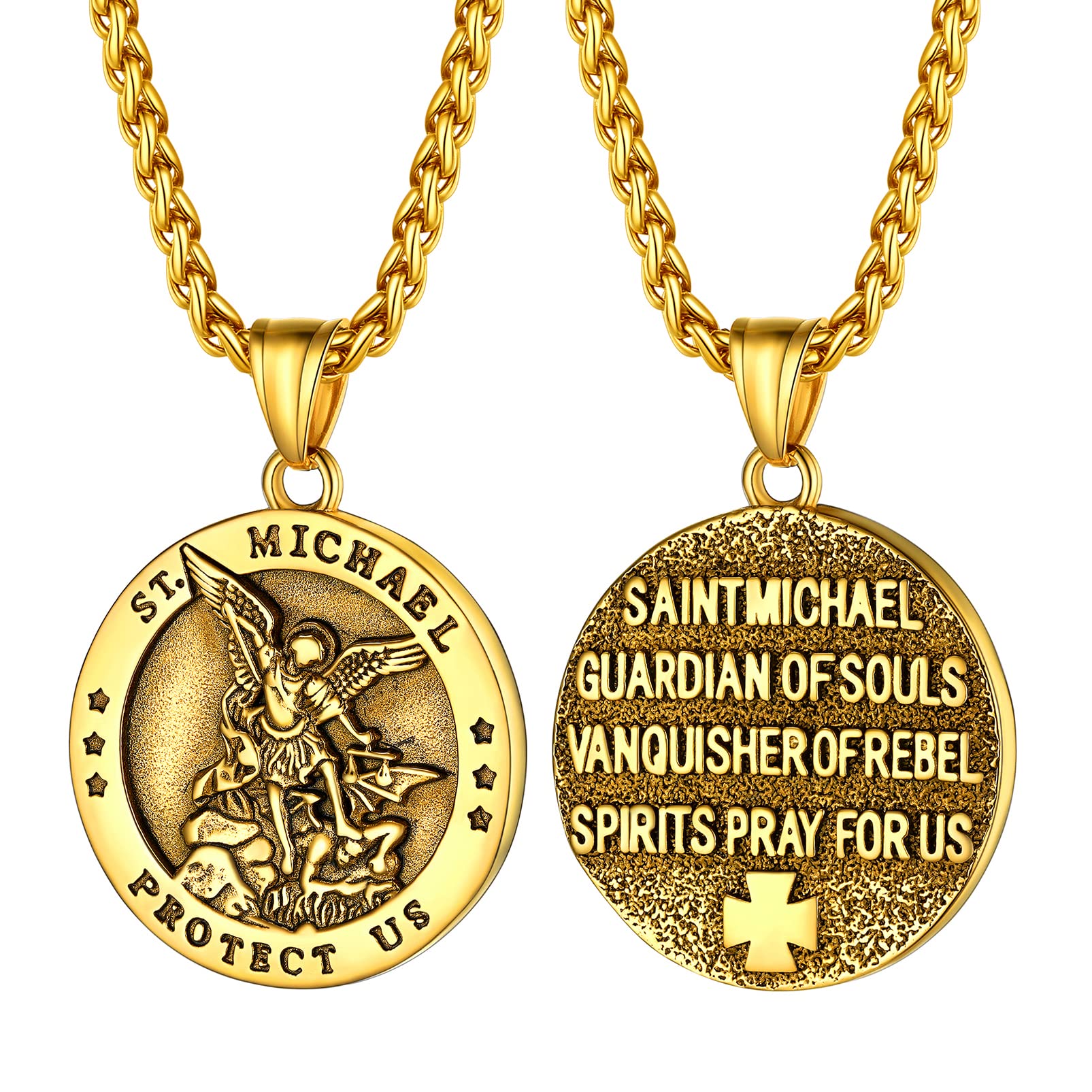 PROSTEEL St Christopher/St Benedict/St Michael Pendant Necklace for Men